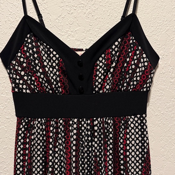 Sexy Candies Retro Geometric Print Empire Waist Spaghetti Strap Dress Midi Small - Picture 2 of 6